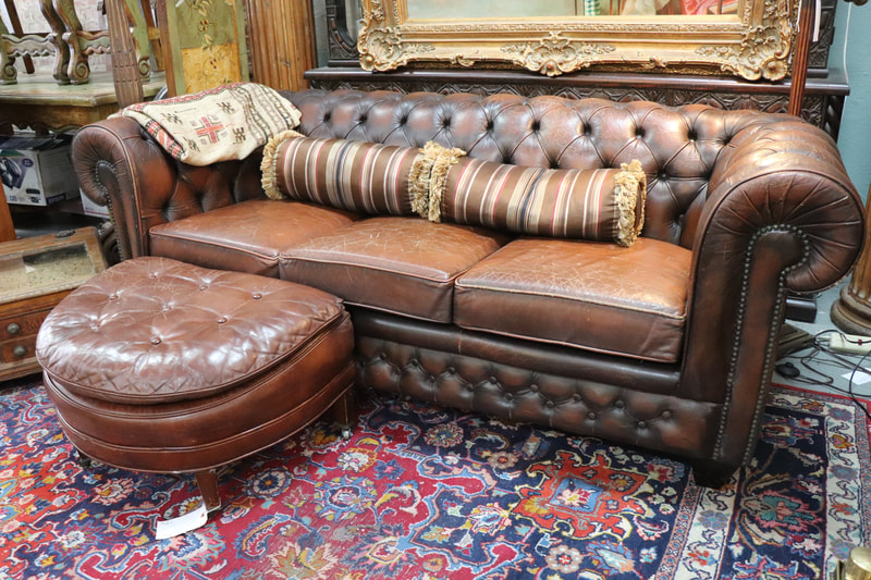 CHESTERFIELD BROWN LEATHER COUCH FOR SALE TARPON SPRINGS CONSIGNMENT FURNITURE